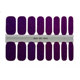 Glam Girl Nails Dark Purple Sparkle Glitter Nail Polish Strips / Nail Wraps / Nail Stickers