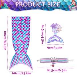 Qooloo Mermaid Tail Blanket - Mermaid Wearable Blanket with Sequins Hairpin Bracelet for Girls Soft Flannel Fleece Sleeping Bag for All Seasons Sleeping Bag Gift 140 cm x 60 cm