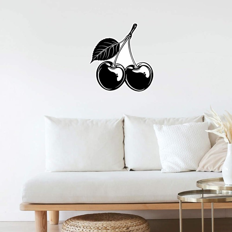 Extra Large 460mm 'Cherries with Leaf' Permanent Sticker Decal for