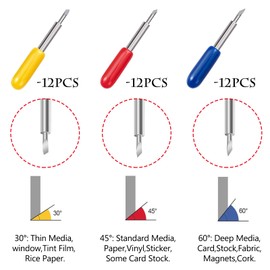 iTYOOS Pack of 36 Grade Blades for Roland Plotter Vinyl Cutter Plotter Cutting Blades Lettering Replacement Blades for Cricut Explore Air 2 / Air 3 / Maker Expression 30/45/60 Degrees