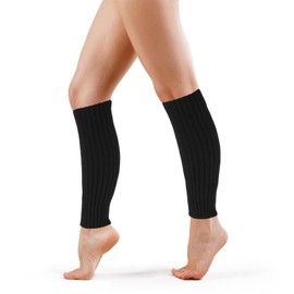 Molain 80s Knitted Leg Warmers for Women Sports Yoga Casual Long Socks Crocheted Ribbed Leg Socks for Party Accessories Crochet Leg Socks, 1 Pair - Black