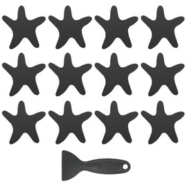 PATIKIL 12 Pcs Non Slip Bathtub Stickers, Anti Slip Shower Stickers with Scraper Bathroom Shower Floor Decals Star Shape Cute Treads Tubs, Black