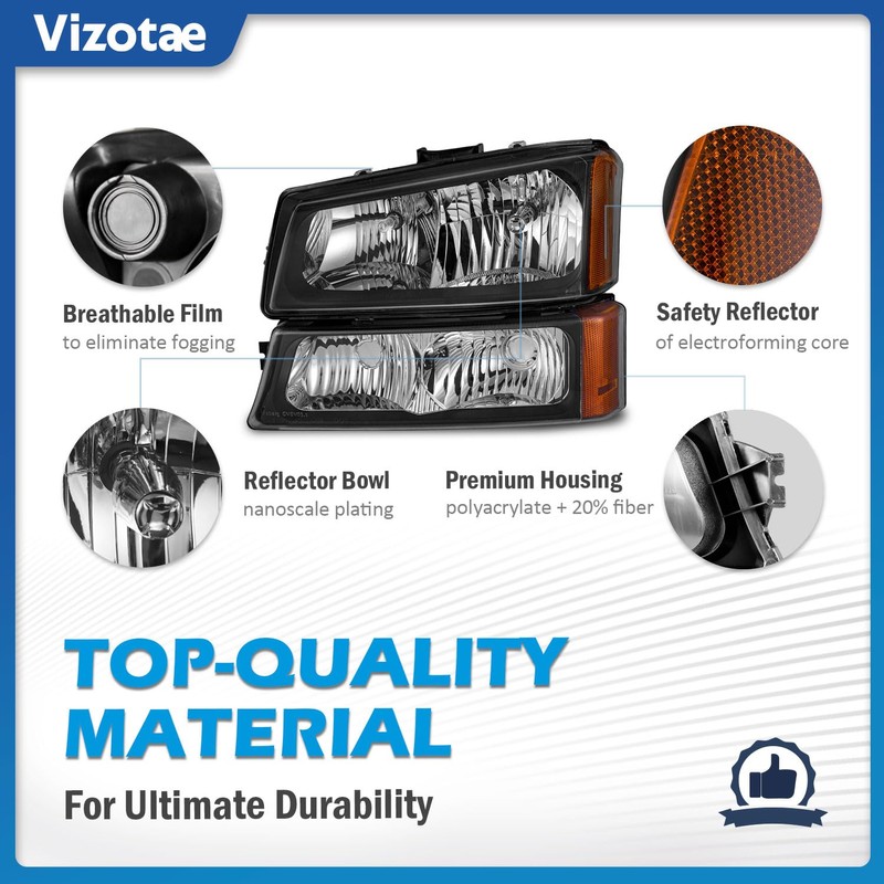 Vizotae Headlights for 2003-2007 Chevy Silverado 1500 2500 3500 1500HD