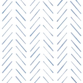 Peel and Stick Wallpaper Herringbone Striped Wallpaper 17.3"x78.8" White and Blue Wall Paper Boho Contact Paper Self Adhesive Removable Wallpapers Decorative for Bedroom Bathroom Cabinets Vinyl Roll