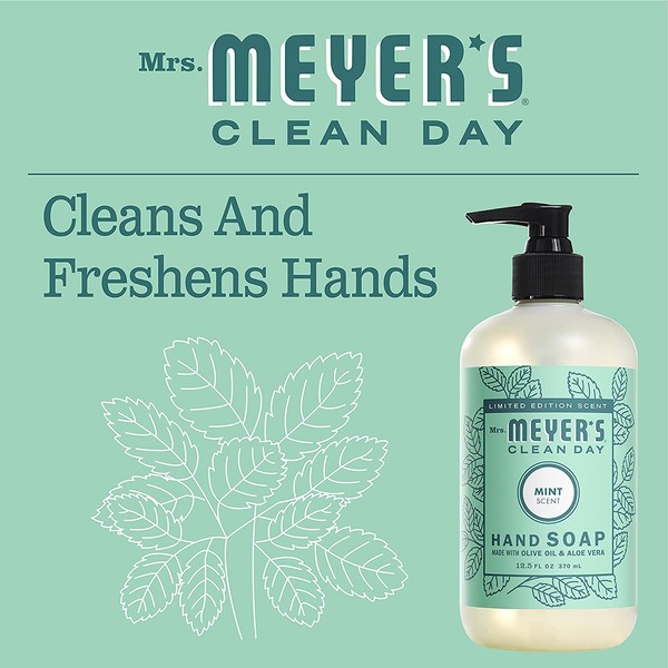 Mrs Meyers Kitchen Basics Bundle: 3 items - (1) Dish Soap, (1) Hand Soap, (1) Everyday Cleaner (Mint)