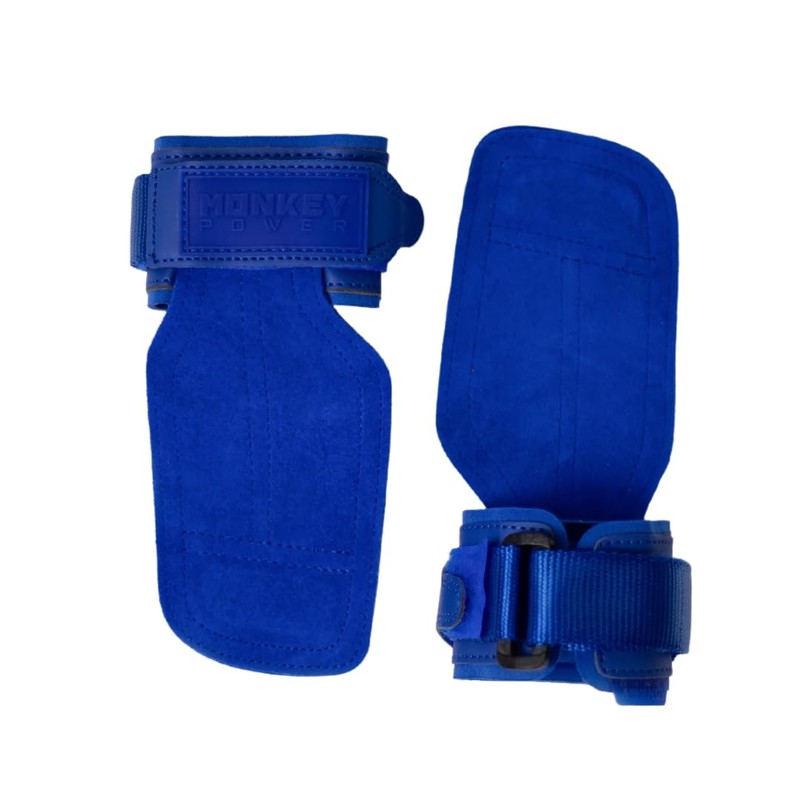Monkey Power Straps con Callera de Piel Azules, Gym Crossfit