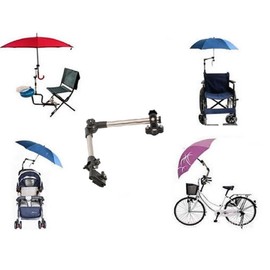 LL-Golf ® Universal umbrella holder for bicycle/wheelchair/pram/fishing chair/golf trolley for round elements up to 2.5 cm diameter, multicoloured