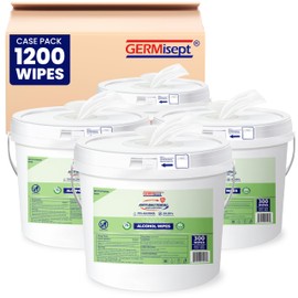 [Bulk 1200-Count] Hand Sanitizing Wipes - With Bucket Dispenser | 300 Count (Pack of 4) Keeping It Clean - 75% Alcohol Wipes In Easy Dispensing - Enriched With Aloe Vera Disposable Wipes
