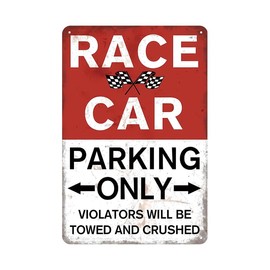 YOYI ART Metal Boys Room Decor Sign - Race Car Parking Only Sign, Vintage Signs for Boys Bedroom, Toy Room Wall Decor Art, Cool Gifts for Boys and Race Car Lover, 8 x 12 inch