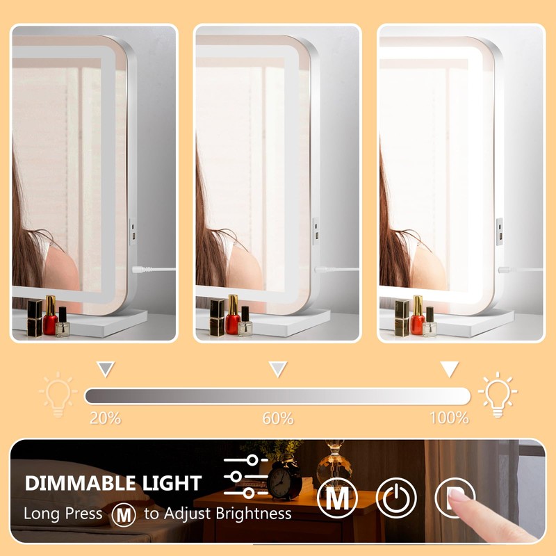 Ratsamee 23" x 18" Vanity Mirror with Lights, Led Makeup