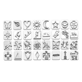Nicear 32 Pieces Metal Stamp Punch Set for Leather Craft with 1 Stamp Handle Leather Craft Stamping Tools Multiple Shapes and Patterns