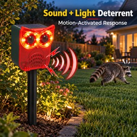 Solar Motion Sensor Animal Repeller for Outdoor Protection – Dog Barking & Gunshot Alarm for Yard, Garden and Property