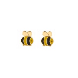 9ct gold bumblebee bee stud earrings. Gift box