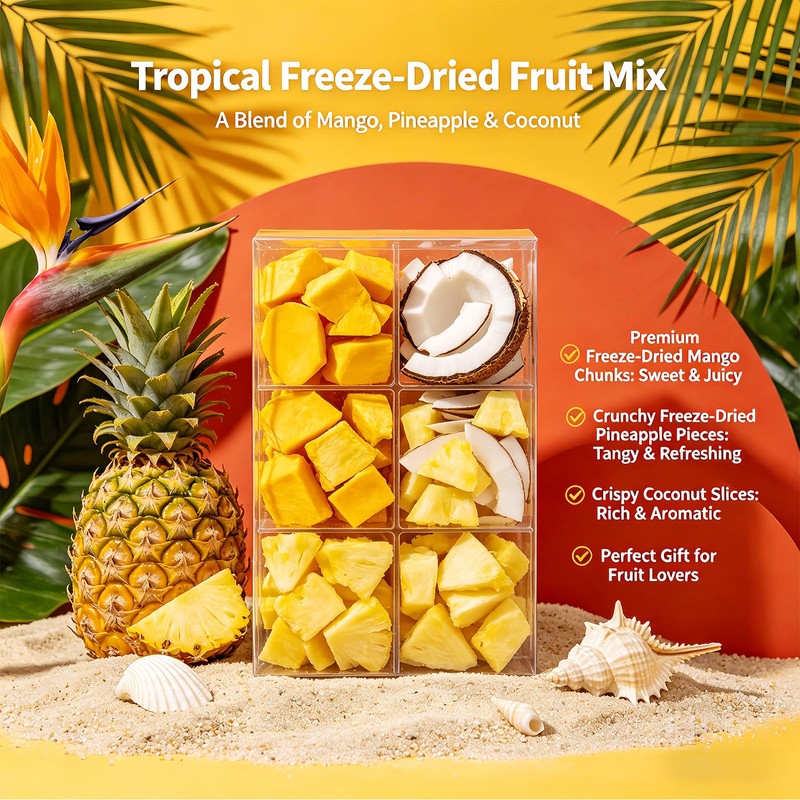8oz Freeze Dried Tropical Mixed Fruit Snacks - Mango Pineapple