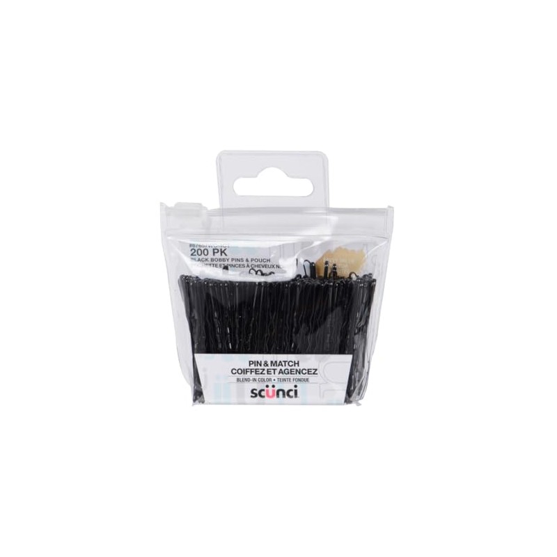 SCUNCI SAVVY VALUE 200PK BLACK BOBBY PINS