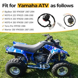 M MATI Start Stop Headlight Switch & Starter Solenoid Relay & Spark for Yamaha Big Bear 350 Warrior 350 87-95 Moto-4 350 250 225 86-94 Terra Pro 88