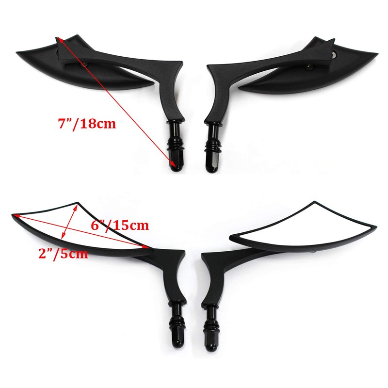 Rich Choices Black Motorcycle Handlebar Side Mirrors Rearview Blade Compatible