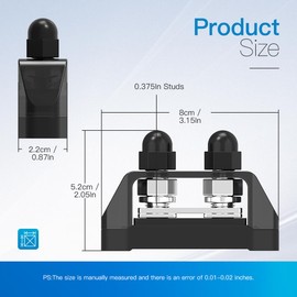 Bus Bar, 250A Power Distribution Block 12V Dual 3/8" Studs Battery for Marine Automotive and Solar Systems - Red & Black