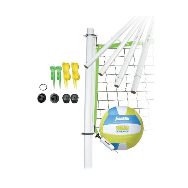 Franklin Sports Volleyball Set - Beach and Backyard Volleyball Net Set - Portable Volleyball Net and Ball Set with Poles and Ground Stakes - Intermediate