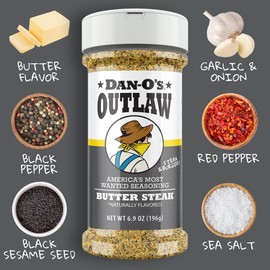 Dan-O's Outlaw Seasoning 6 Bottle Set- Butter Dust, Butter Steak, Spicy BBQ, Sweet Caribbean, Sweet & Tangy BBQ, and Blackened Bloody Mary Seasoning