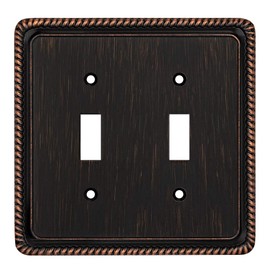 Rope Edge Decorative Wall Plate Switch Plate Outlet Cover (Double Toggle, Aged Bronze)