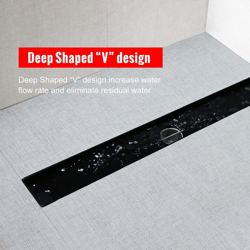 SaniteModar Linear Shower Drain, 36 inch Black Shower Drain with