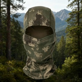 Camo Balaclava Face Mask Hood for Hunting, Skiing, Airsoft, Motorcycling | Tactical Full Head Cover | Convertible Multiple Use | Subdued Timber