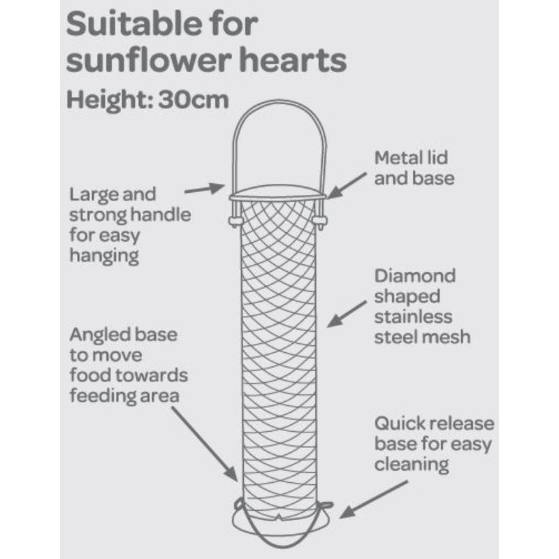 Peckish 60053033 All Weather Sunflower Heart Metal Bird Feeder, Large,