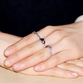 Uloveido Womens Blue Heart Irish Claddagh Rings Stacking Engagement Promise Rings 3 Pieces Set HR314 J1/2