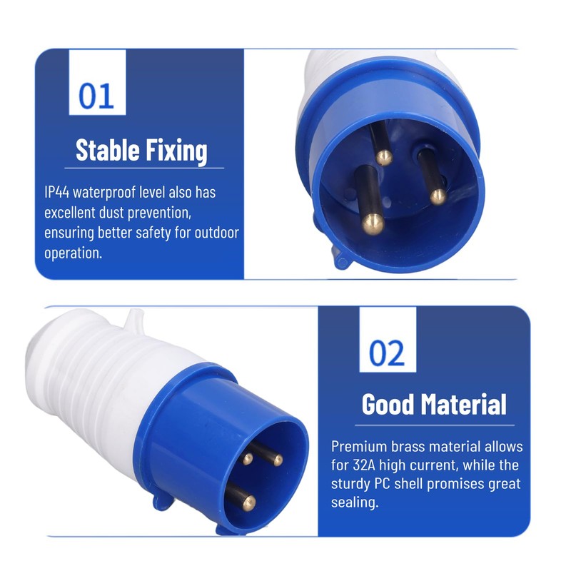 CEE Plug 3-Pin 32A IP44 Waterproof Plug 220-250 V CEE