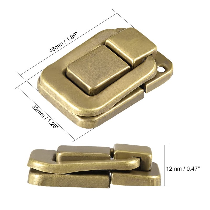 sourcing map Toggle Latch 48 mm Brass Wooden Box Hasp