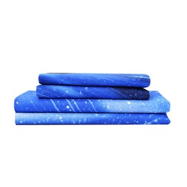 Bedlifes Galaxy Sheets Outer Space Sheet Set Galaxy Themed Sheets 4 pcs Flat Sheet& Fitted Sheets with 2 Pillowcases(Light Blue Full)