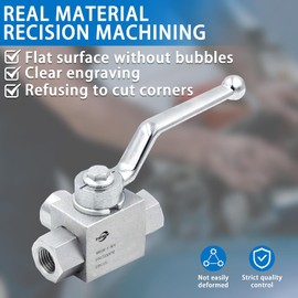 TieMin High Pressure Hydraulic Ball Valve 1"NPT, 3 Ways, 1 Inch Hydraulic Valve 7250 PSI（500 bar）, Silvery