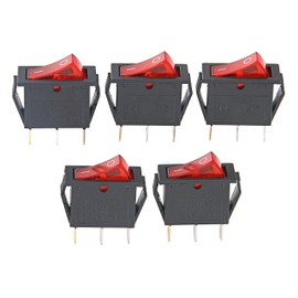 RUOFENG AC 15A/250V 20A/125V Red Light Illumination On/Off SPST Boat Rocker Switch 5pcs