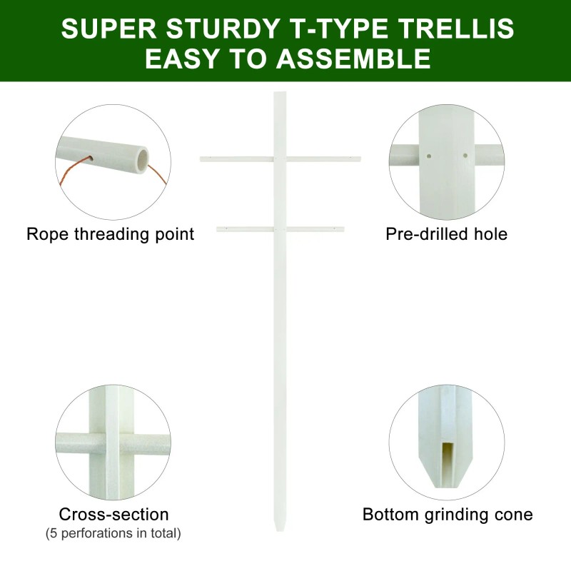 4PC 7FT Hollow T-shaped Climbing Trellis Stylish Design with High-Strength