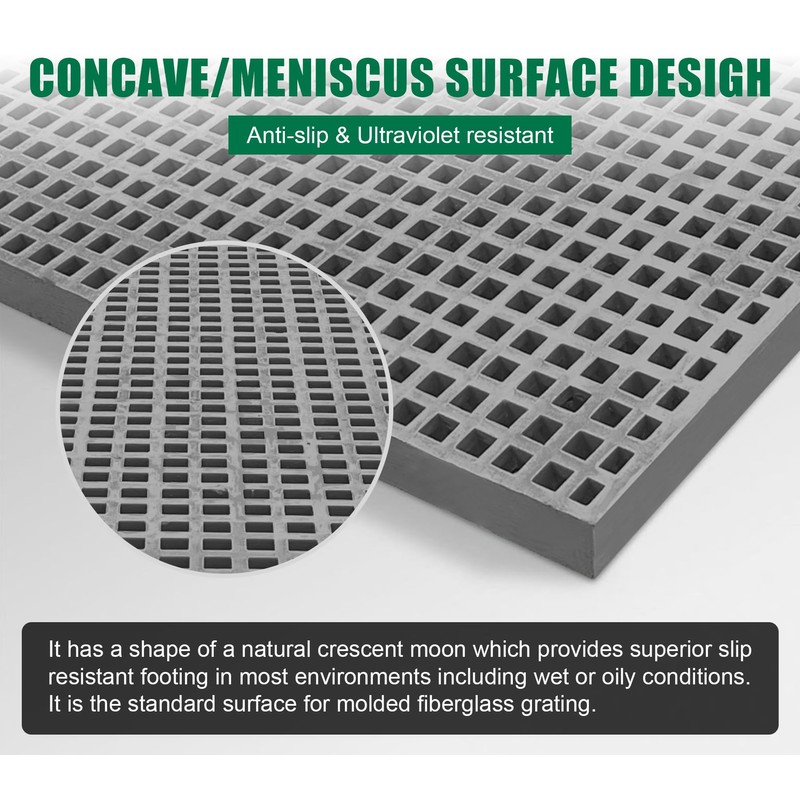 Natotela 24x24x1.5in Fiberglass Molded Grating Micro-Mesh High Strength
