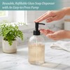 4 Pack Glass Soap Dispenser 14 oz, Refillable Clear Pump