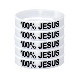B3 U ATHLETICS 100% Jesus Sports Silicone Wristband Soccer Fútbol Football Motivational Fitness Stretch Black White Glow in Dark Unisex Adults Teens 1 3 5 10 15 Pack (5 White Wristbands)