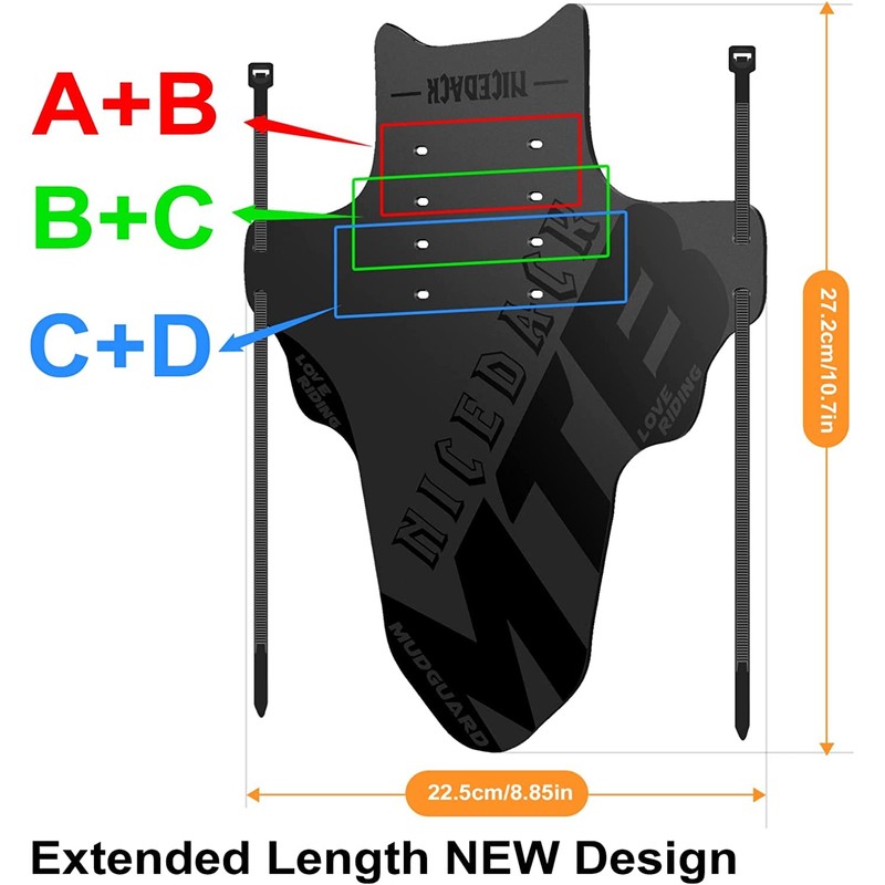 NICEDACK Mudguards Mountain Bike, 2 Pieces Mudguard Fit 20-29 Inch