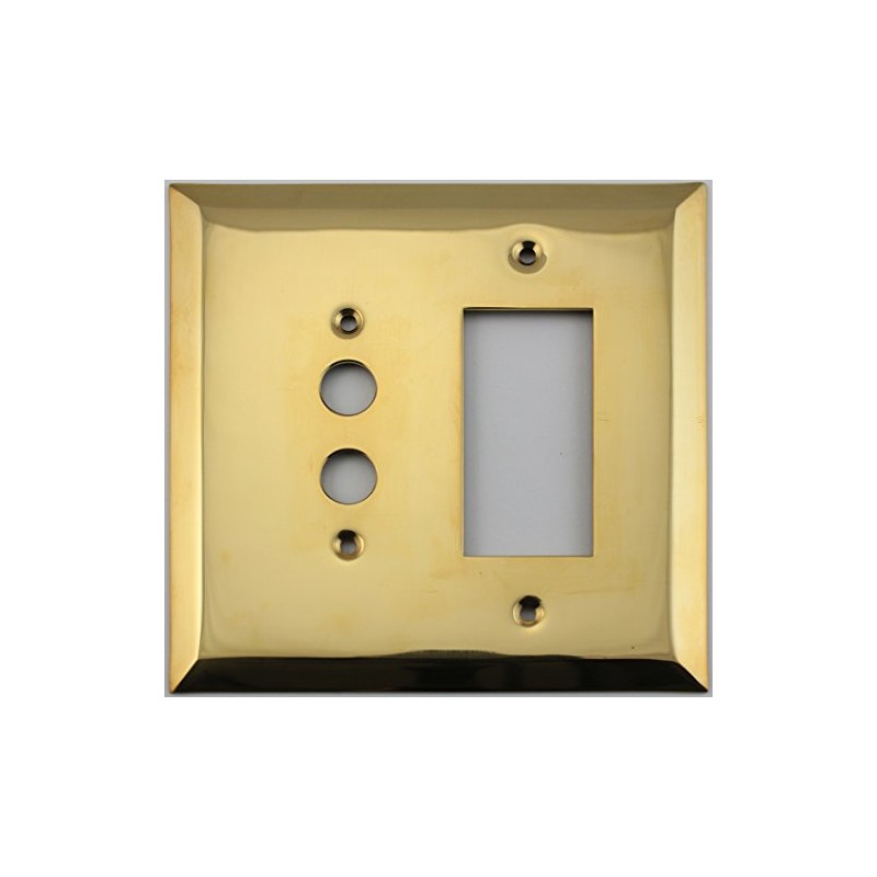 Jumbo Stamped Unlacquered Brass Two Gang Combo Wall Plate -