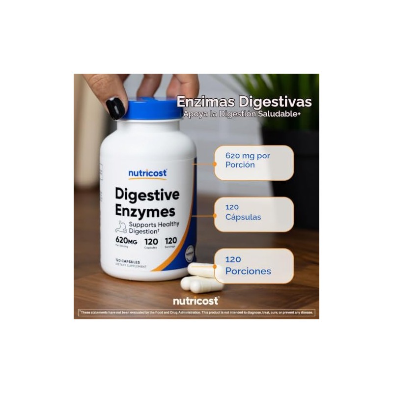 Nutricost Enzimas Digestivas 620 mg 120 cápsulas
