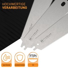 Hardtwerk® Replacement saw blade for Japanese saw Hanzo - Ryoba made of SK4 carbon steel - 240 mm replacement saw blade for fine saws