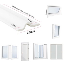 118 Inch Window Draft Stopper Foam Seal Strip Self Adhesive, Window Insulation Tape and Door Side Weather Stripping Soundproof, Door Bottom Sweep Noise Gap Blocker (White, T shape)