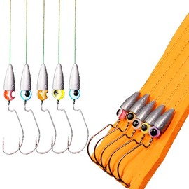 Lipeed Fishing Hook Jig Hooks Texas Rigs for Perch Fishing with Weights Hook Rigged Line Kit Fishing Tackle, Code