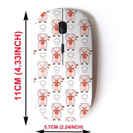 CJCBROES - mouse inalámbrico de 2.4 G con bonito diseño de patrón para todos los portátiles y computadoras de computadora con nano receptor, dibujos animados de cerdos amor corazones