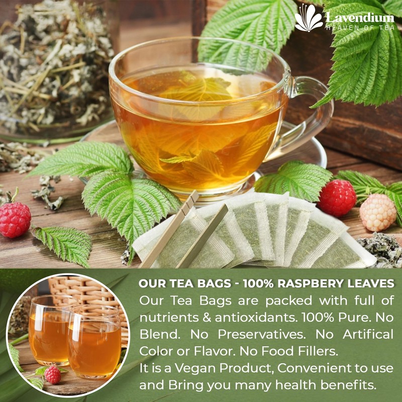 60 Raspberry Leaf Tea Bags, 100% Natural & Pure Raspberry