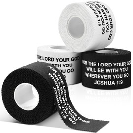 Geiserailie 4 Pcs Christian Wrist Tape Bible Verse Athletic Tape 1.5in x 25ft Football Wrist Tape for Men Women Jesus Bible Verse Cotton Sports Tape for Baseball Gymnastics Athlete Injury