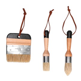 Walfront 3 Piezas Pintura Tiza Encerado Pinceles para Fregar Y Pinceles de Pintura Redondos para Muebles de Decoración del Hogar Pintura Grande de Bricolaje, Cepillo De Pintura
