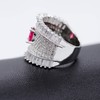 Uloveido Red CZ Ring Female Cubic Zirconia Cluster Wide Band
