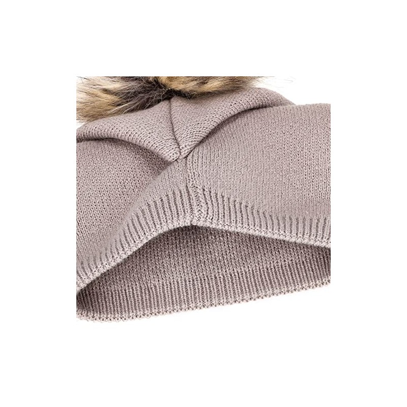 Neverless® Unique Women Lined Knitted Beanie Hat with Fur Bobble